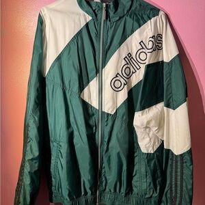 90’s Vintage Adidas Forest Green and White Jacket